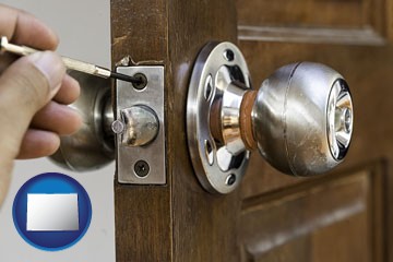 a locksmith and a door lock - with Colorado icon